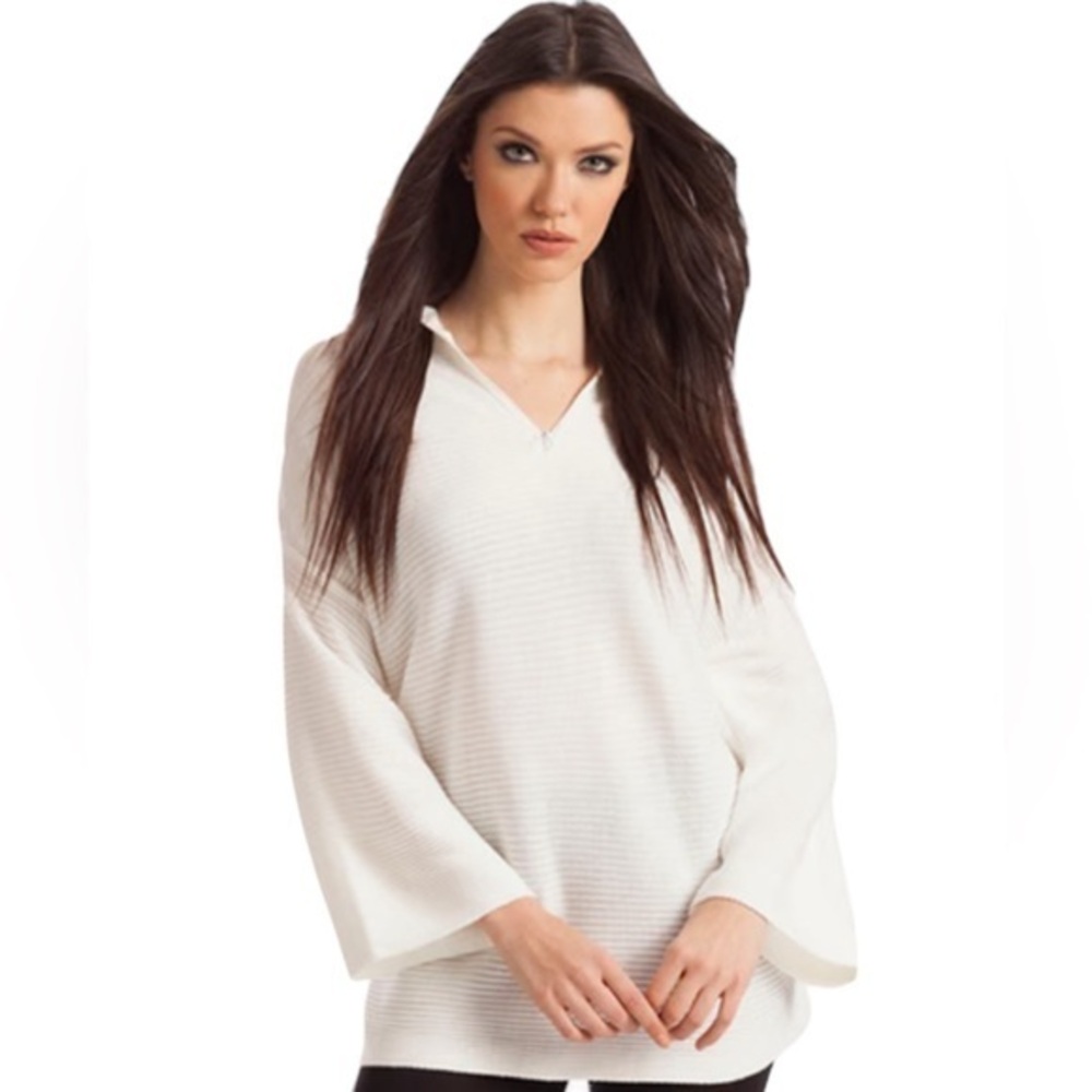 J.MCLAUGHLIN WHITE BEACH COTTON COVERUP TUNIC TOP M